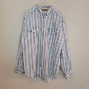 Vintage Denim Striped Button Down Shirt